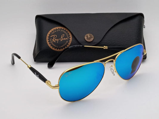 New Stylish Aqua Blue & Gold 3517 Oval Trendy Hot Favourite Wintage Sunglass For Unisex.