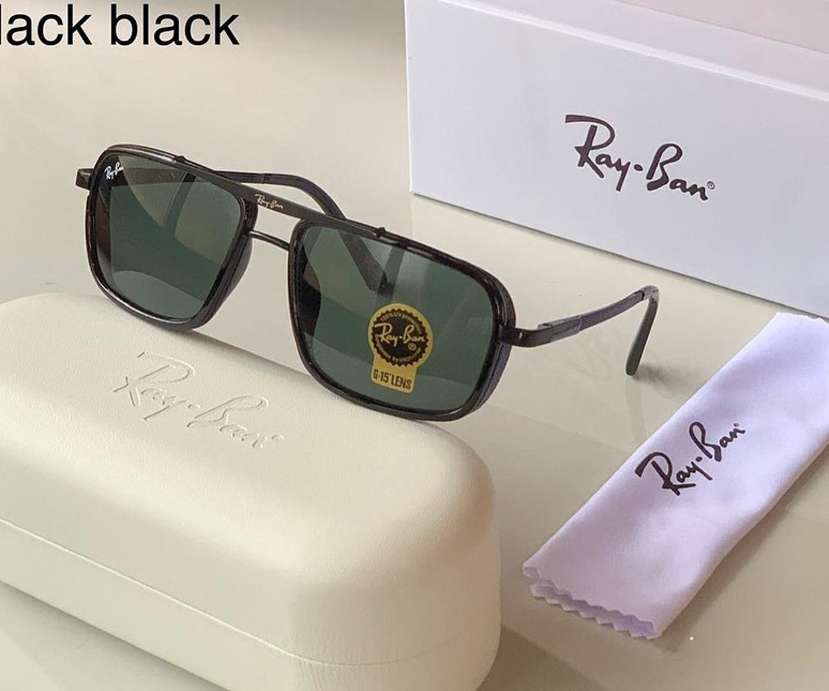 New Stylish Super Hit Black & Black 4413 Square Causal Latest Sunglass For Unisex.