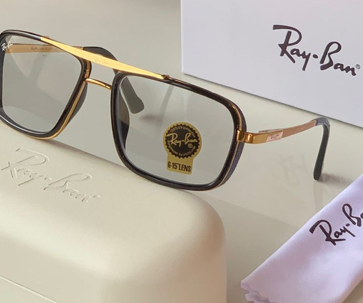 New Stylish Super Hit Clear & Gold 4413 Square Causal Latest Sunglass For Unisex.