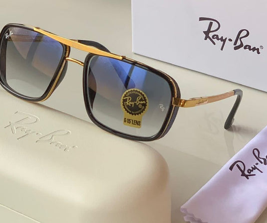 New Stylish Super Hit Blue Shade & Gold 4413 Square Causal Latest Sunglass For Unisex.