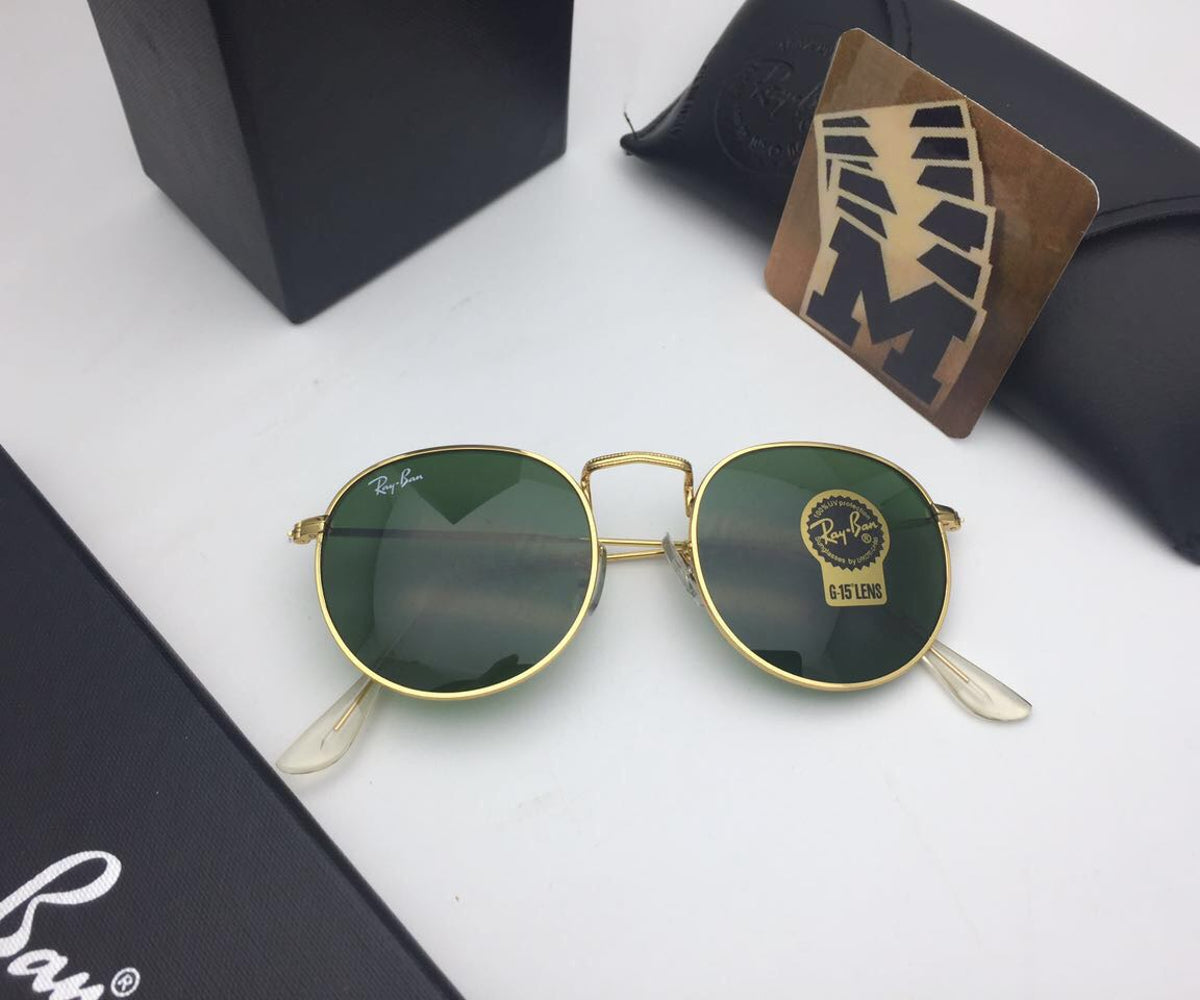 New Fancy Design Stylish Green & Gold 3447 Round Sunglass For Men