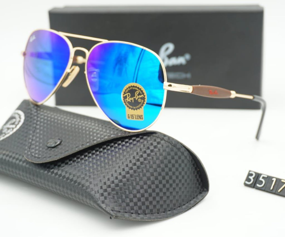 New Design Aqua & Gold 3517 Oval Trendy Hot Favorite Sunglass For Men.