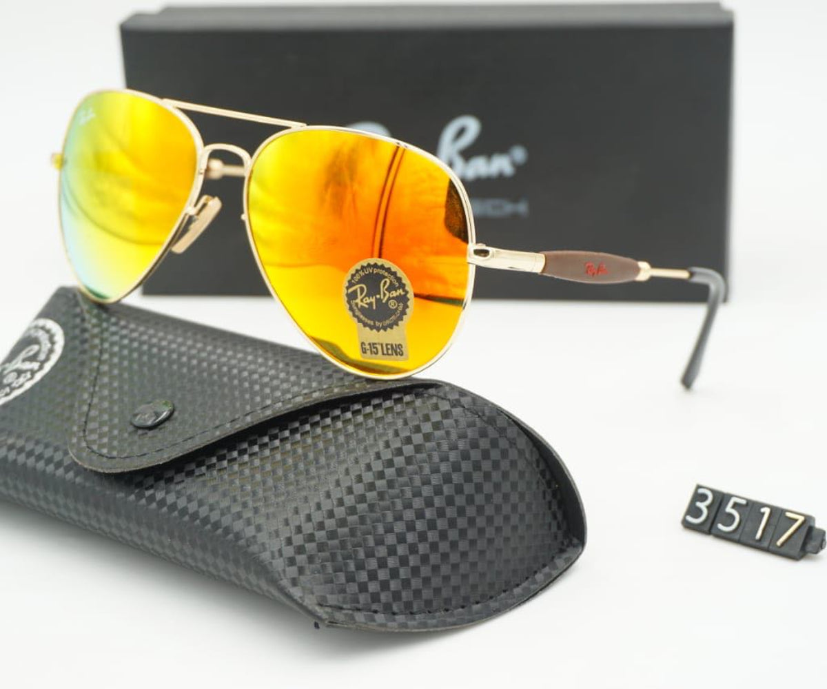 New Design Orange & Gold 3517 Oval Trendy Hot Favorite Sunglass For Men.