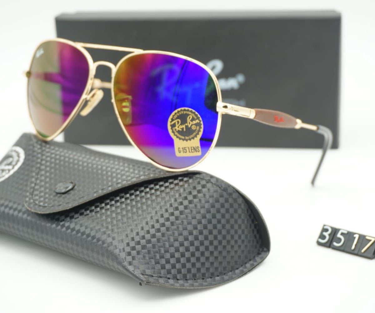 New Design Blue & Gold 3517 Oval Trendy Hot Favorite Sunglass For Men.