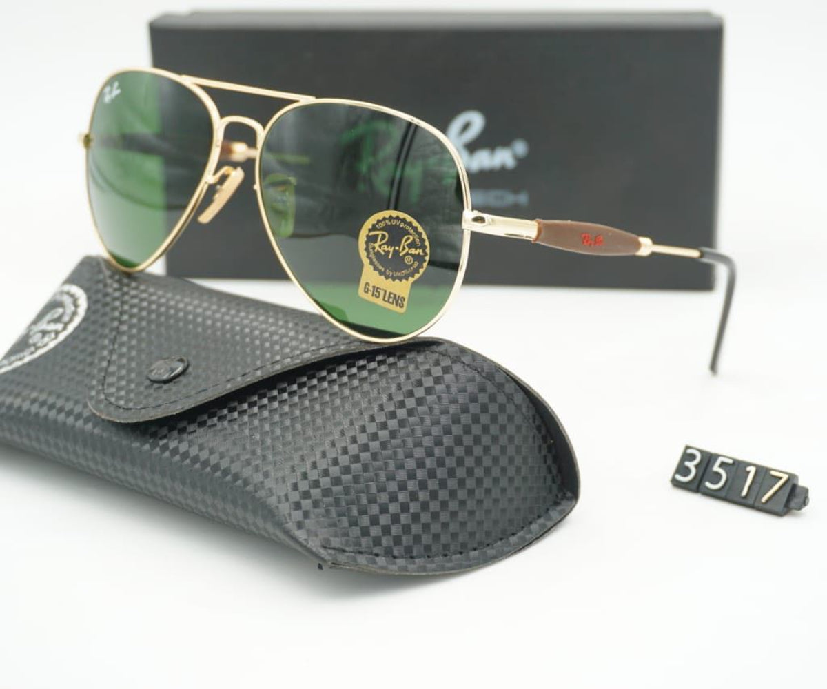 New Design Green & Gold 3517 Oval Trendy Hot Favorite Sunglass For Men.