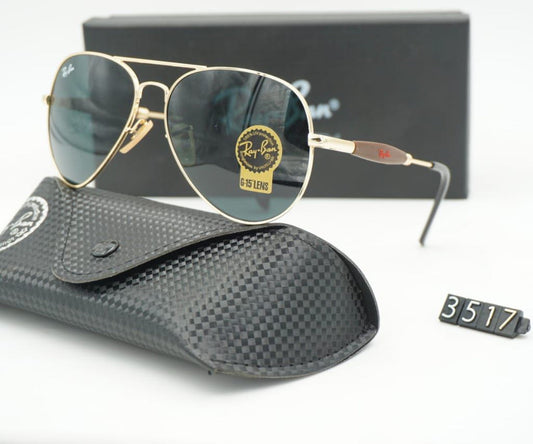 New Design Black & Gold 3517 Oval Trendy Hot Favorite Sunglass For Men.