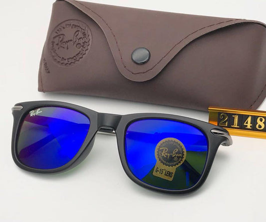 New Stylish Men`s Special Square Blue & Gold 2148 Sunglasses.