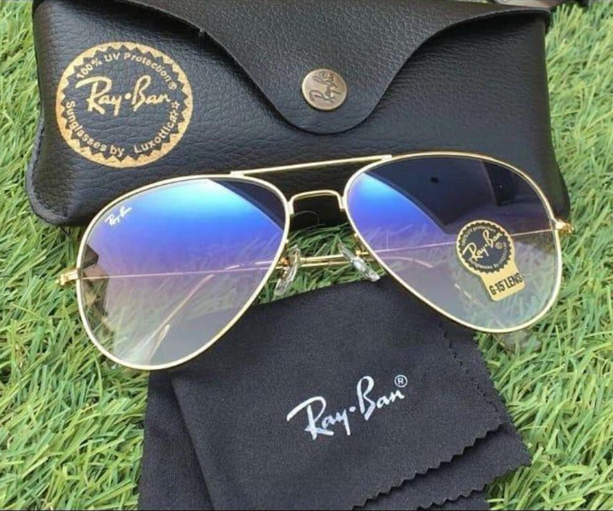 New Stylish Design Blue Shade & Golden 3026 Aviator Sunglass For Unisex